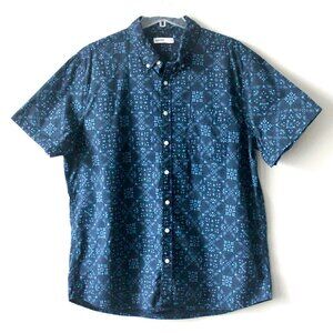 Sonoma Cotton Dark Blue Paisley Print Short-Sleeve Button-Down Extra Extra Large
